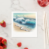 Crashing Ocean Waves Rustic Coastal Beach Hochzeit Serviette (Beispiel)