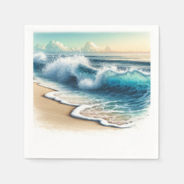 Crashing Ocean Waves Rustic Coastal Beach Hochzeit Serviette