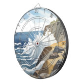 Crashing Waves | Rocky Coastal Shore Watercolor Dartscheibe (Vorderseite rechts)