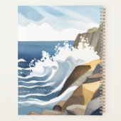 Crashing Waves | Rocky Coastal Shore Watercolor Planer (Rückseite)