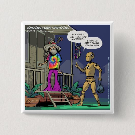 Crashtest Hippie Lustig Button (Vorderseite)