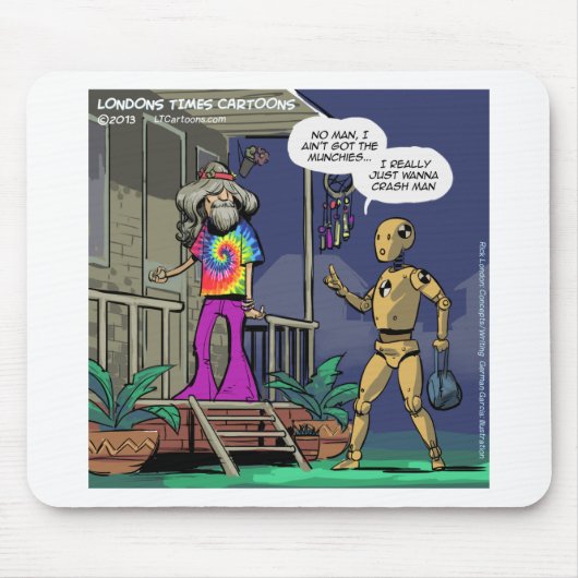 Crashtest Hippie Lustig Mousepad (Vorne)