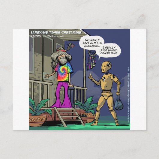 Crashtest Hippie Lustig Postkarte (Vorderseite)