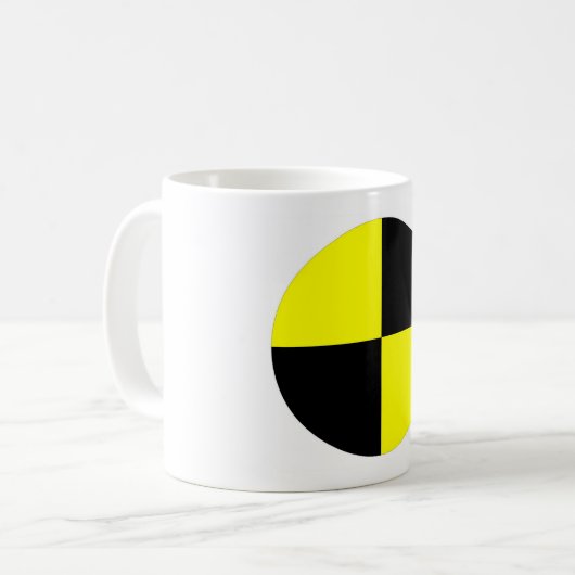 Crashtestattrappensymbolzeichen-Autounfall Kaffeetasse (Vorderseite Links)