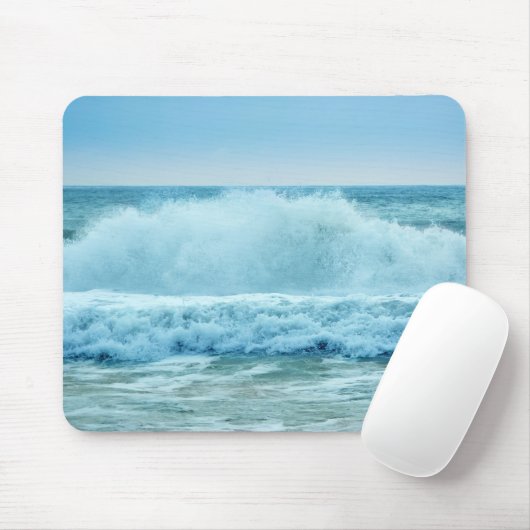 Crashwellen Blue Ocean Beach Foto Mousepad (Mit Mouse)