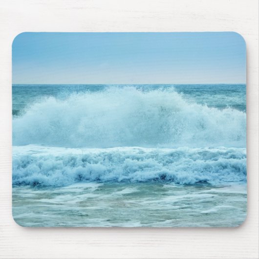 Crashwellen Blue Ocean Beach Foto Mousepad (Vorne)