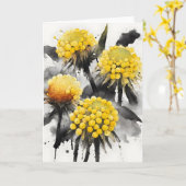 Craspedia - Aquarellblumen Karte (Gelbe Blume)