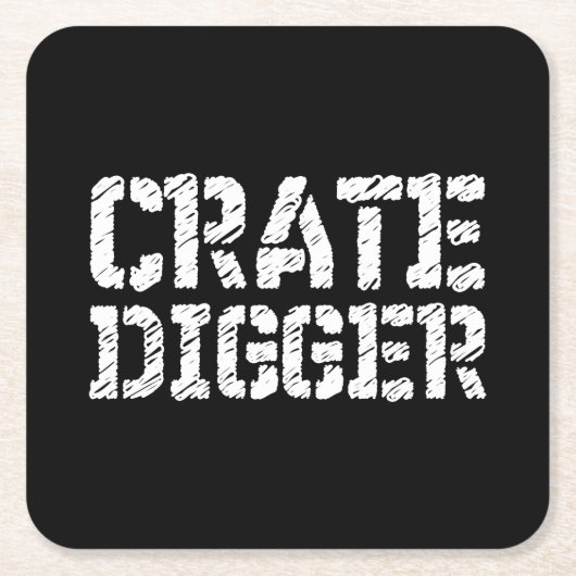 Crate Digger Rechteckiger Pappuntersetzer (Vorderseite)
