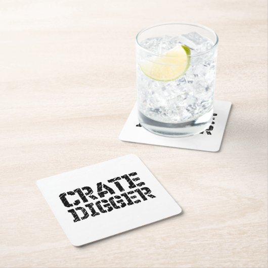 Crate Digger Rechteckiger Pappuntersetzer (Vor Ort)