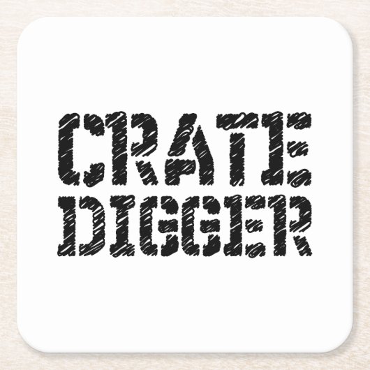 Crate Digger Rechteckiger Pappuntersetzer (Vorderseite)