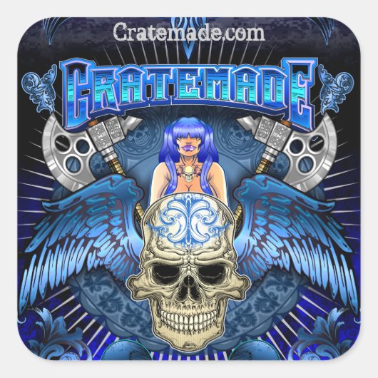 Cratemade Winged Skull Art Design Aufkleber 2 (Vorderseite)