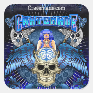 Cratemade Winged Skull Art Design Aufkleber 2