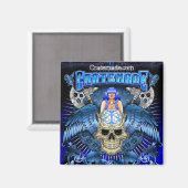 Cratemade Winged Skull Art Design Quadratmagnet Magnet (Vorderseite/Rückseite)