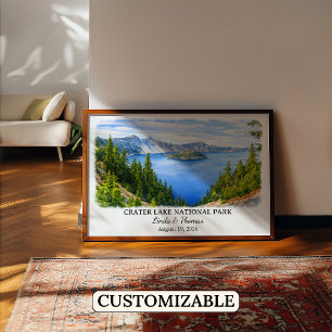 Crater Lake National Park Oregon, Aquarell Poster