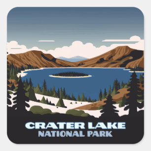 Crater Lake National Park Oregon  Quadratischer Aufkleber