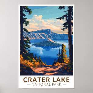 Crater Lake National Park Reise Kunst Vintage Poster