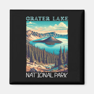 Crater Lake National Park Retro-Wandern Camping-Ur Magnet