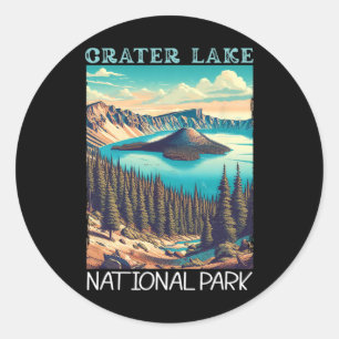 Crater Lake National Park Retro Wandern Camping Ur Runder Aufkleber