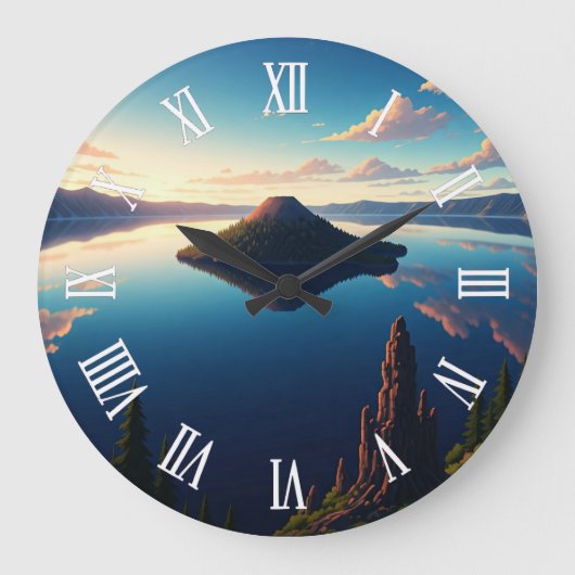 Crater Lake Oregon Große Wanduhr (Vorderseite)