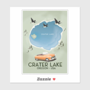 Crater Lake Oregon Reiseplakat Karte Aufkleber
