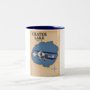Crater Lake Oregon USA Vintage-Karte Zweifarbige Tasse