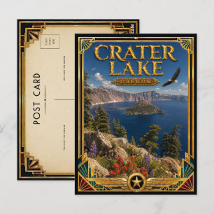 Crater Lake Oregon Vintage Art Deco Golden Age Postkarte