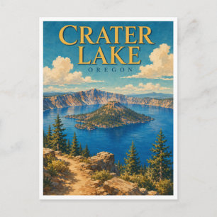 Crater Lake Oregon Wizard Island GeoSaga Postkarte