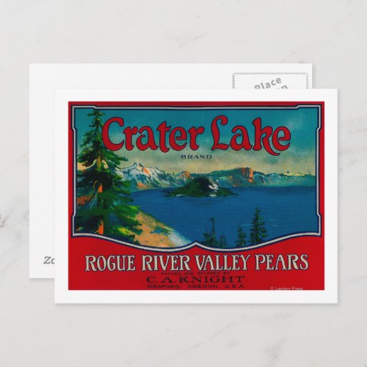 Crater Lake Pear Crate LabelMedford, OR Postkarte (Vorne/Hinten)