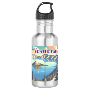Crater Lake Vintage Poster Edelstahlflasche