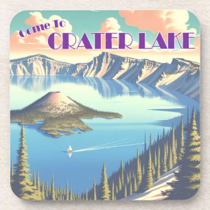 Crater Lake Vintage Poster Getränkeuntersetzer