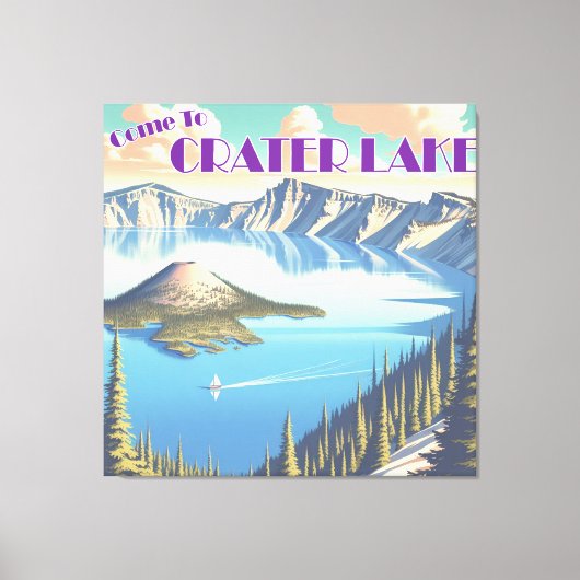 Crater Lake Vintage Poster Leinwanddruck (Vorderseite)