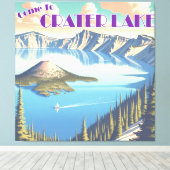 Crater Lake Vintage Poster Leinwanddruck (Insitu (Holzboden))
