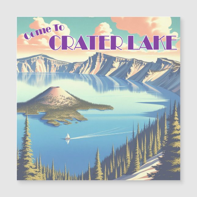 Crater Lake Vintage Poster Magnetkarte (Vorderseite)