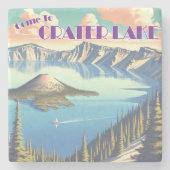 Crater Lake Vintage Poster Steinuntersetzer (Vorderseite)