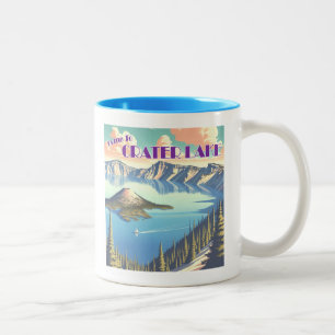 Crater Lake Vintage Poster Zweifarbige Tasse