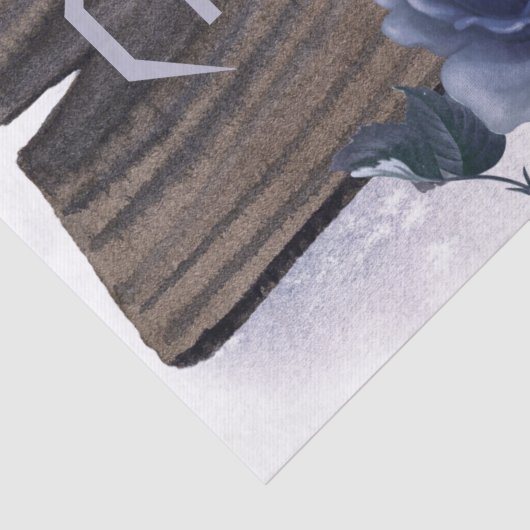 Craven Bird Blue Rose Whimsical Decoupage Seidenpapier (Detail)