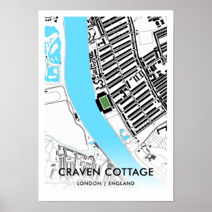 Craven Hütte Stadium Map - Zuhause von Fulham FC Poster