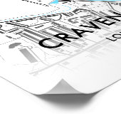 Craven Hütte Stadium Map - Zuhause von Fulham FC Poster (Ecke)