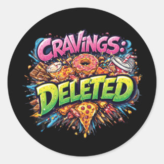 Cravings Deleted – Bold Comic Junk Food Graphic Runder Aufkleber