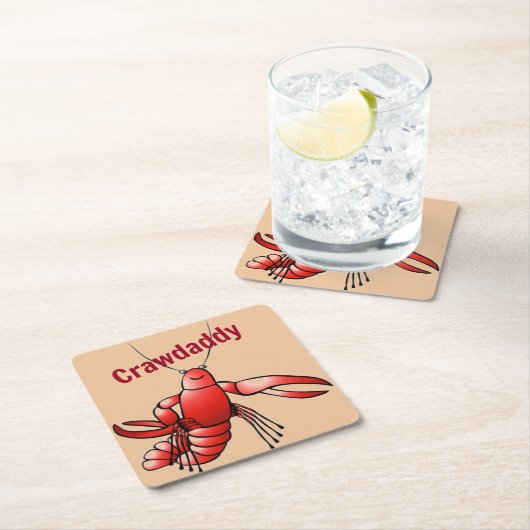 Crawdaddy Red Crayfish Rechteckiger Pappuntersetzer (Vor Ort)