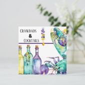 Crawdads Cocktails und Mardi Gras Party Einladung (Stehend Vorderseite)