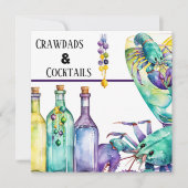 Crawdads Cocktails und Mardi Gras Party Einladung (Vorderseite)