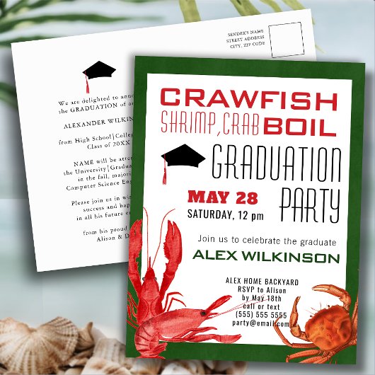 Crawfish Abschluss Meeresfrüchte Party Einladung Postkarte
