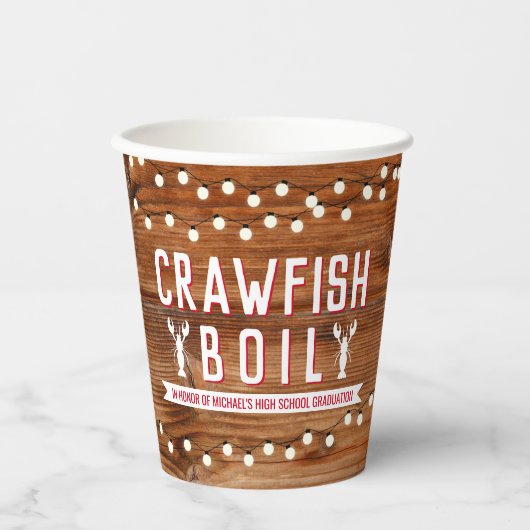 Crawfish Boil Abschluss Familie Meeresfrüchte Rust Pappbecher (Vorderseite)