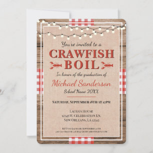 Crawfish Boil Abschluss Rustikales Party Einladung