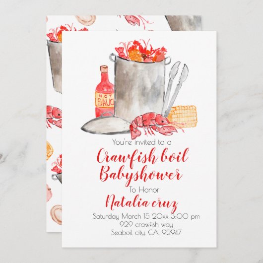 Crawfish Boil Babydusche Party einladen Einladung (Vorne/Hinten)