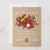 Crawfish Boil Birthday Kraft Woodcut Einladung (Vorderseite)