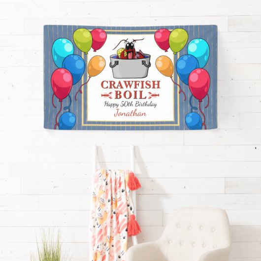 Crawfish Boil Birthday Seafood Party Banner (Insitu)