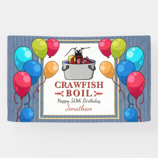 Crawfish Boil Birthday Seafood Party Banner (Horizontal)