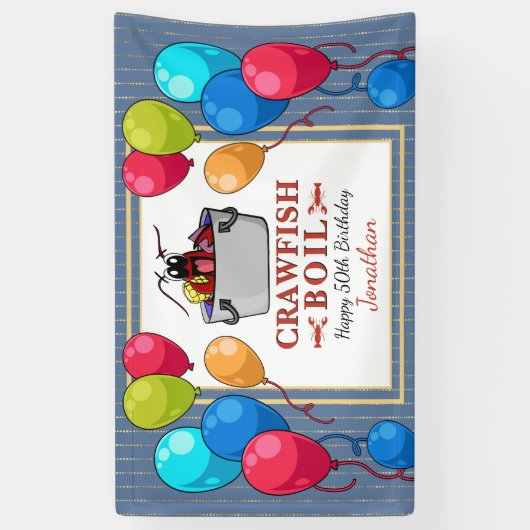 Crawfish Boil Birthday Seafood Party Banner (Vertikal)
